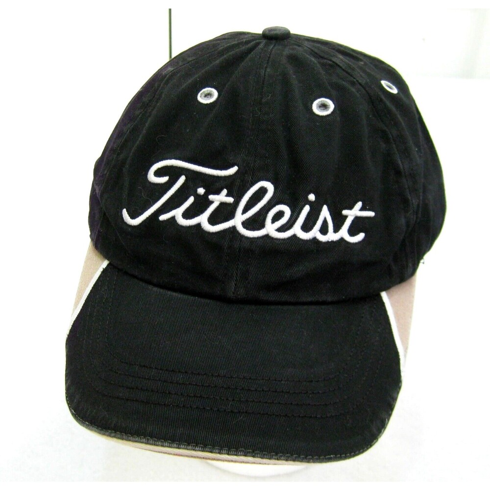 TITLEIST Mens Black Golf Hat New Era Baseball Cap (Adult Adjustable) 100% Cotton